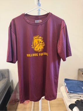 Bulldog Football Maroon Tee with Gold Logo